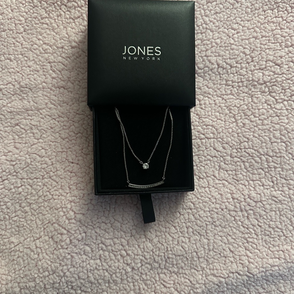 Jones New York Silver Double Layer Necklace